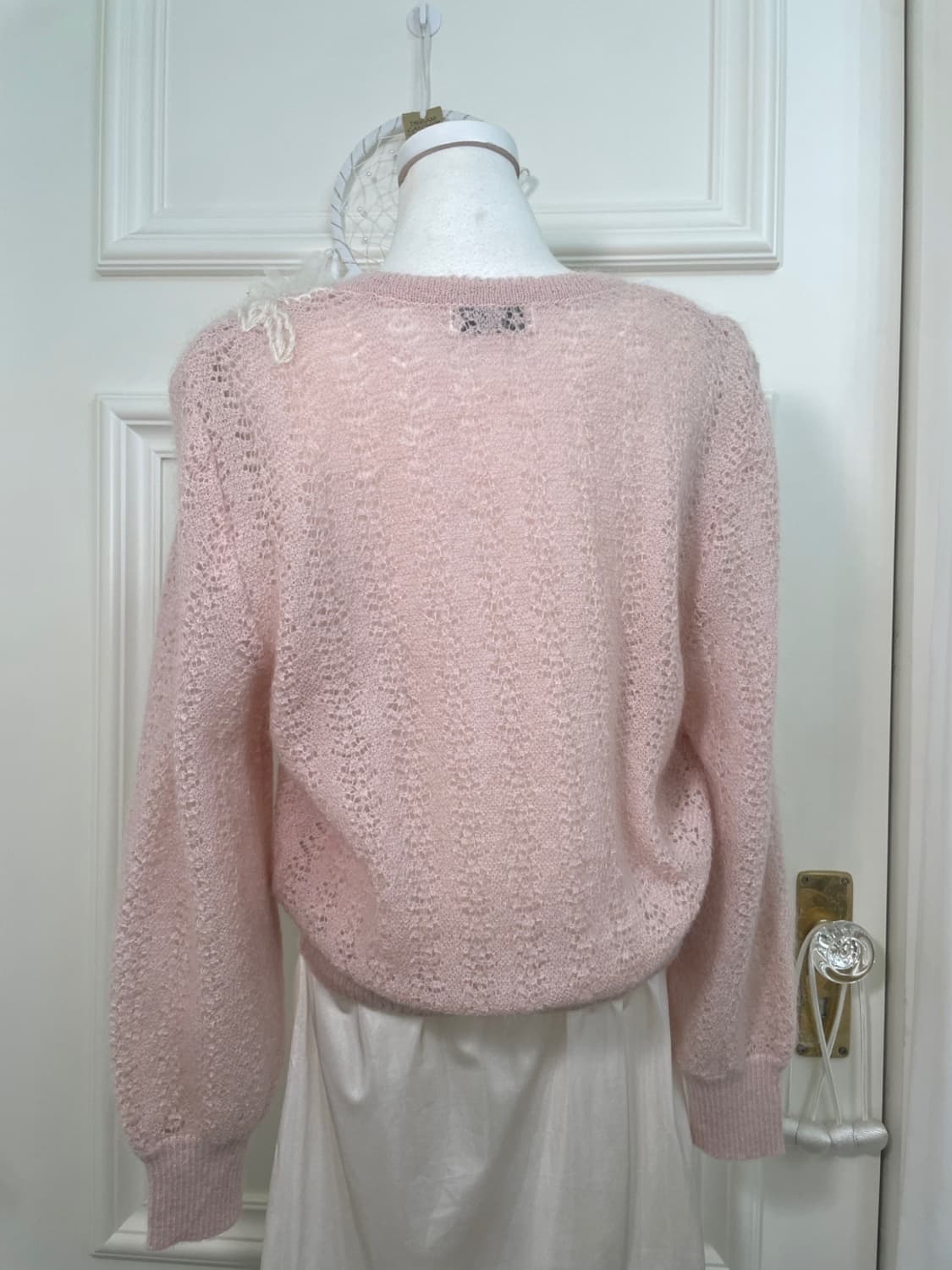pink ivory flower embroidery cardigan&sh 상품이미지4