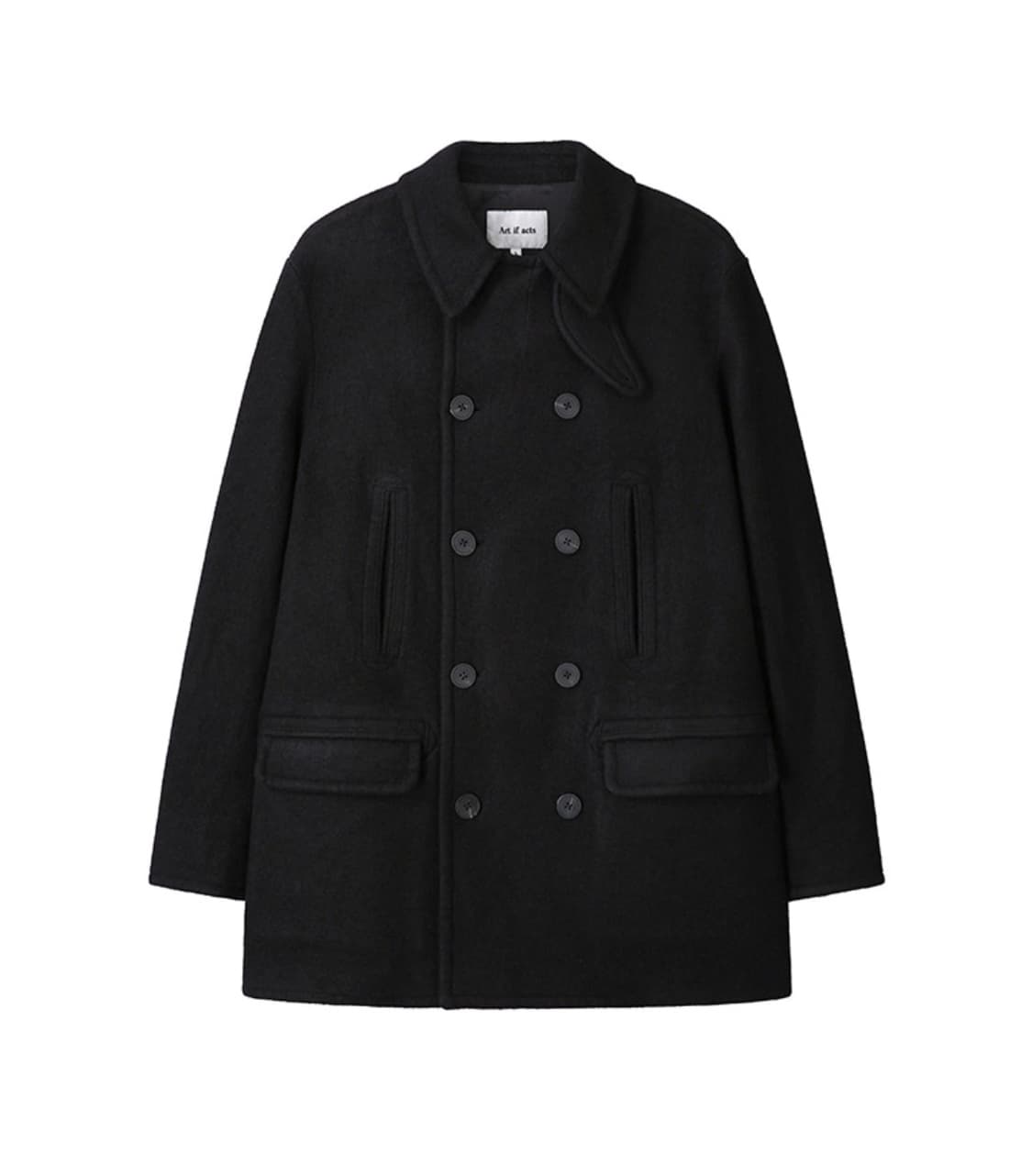 Washed Wool Pea Coat Black (L) 상품이미지2