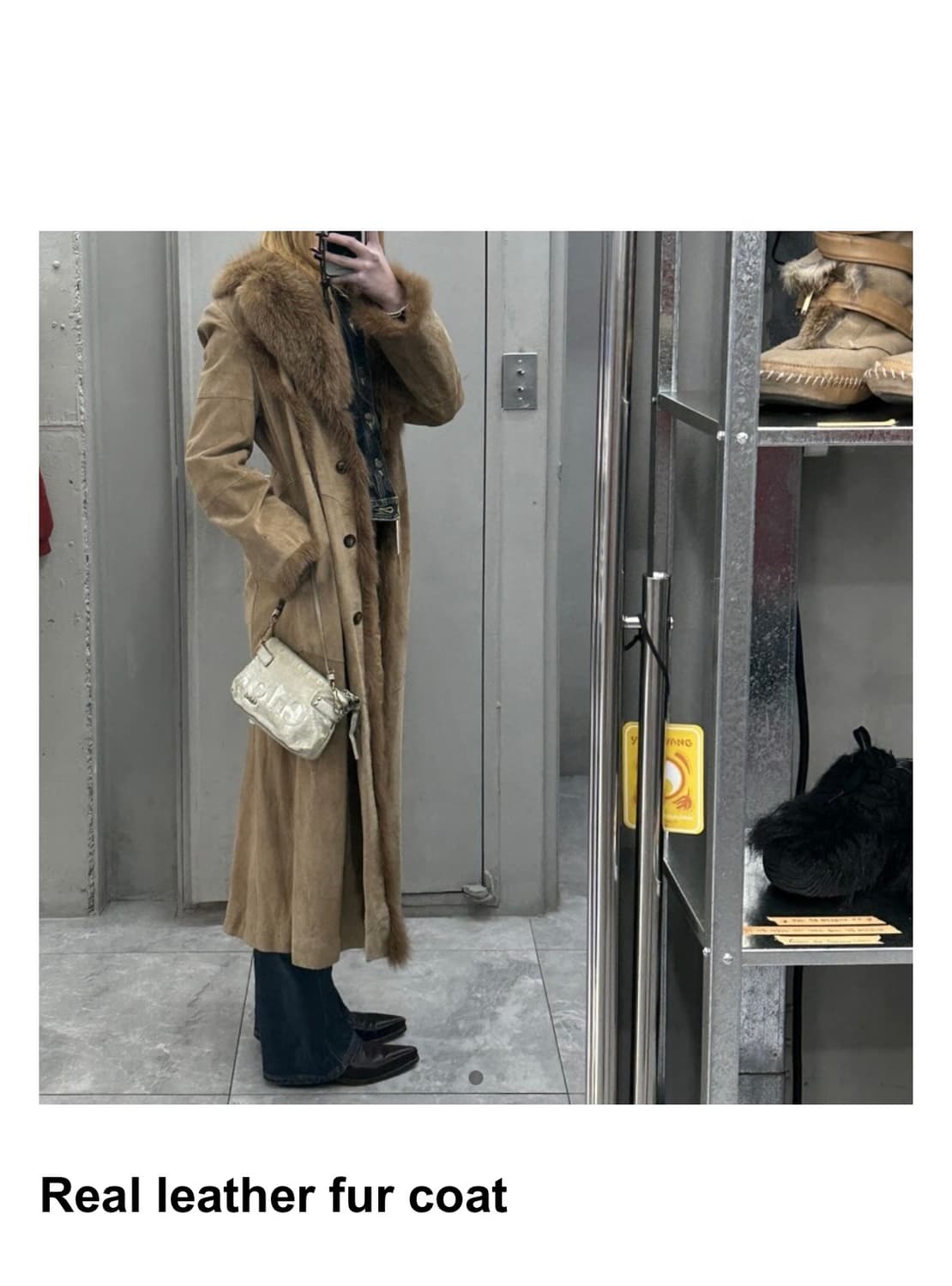 빈티지 야에 리얼레더 퍼 코트 상품이미지3