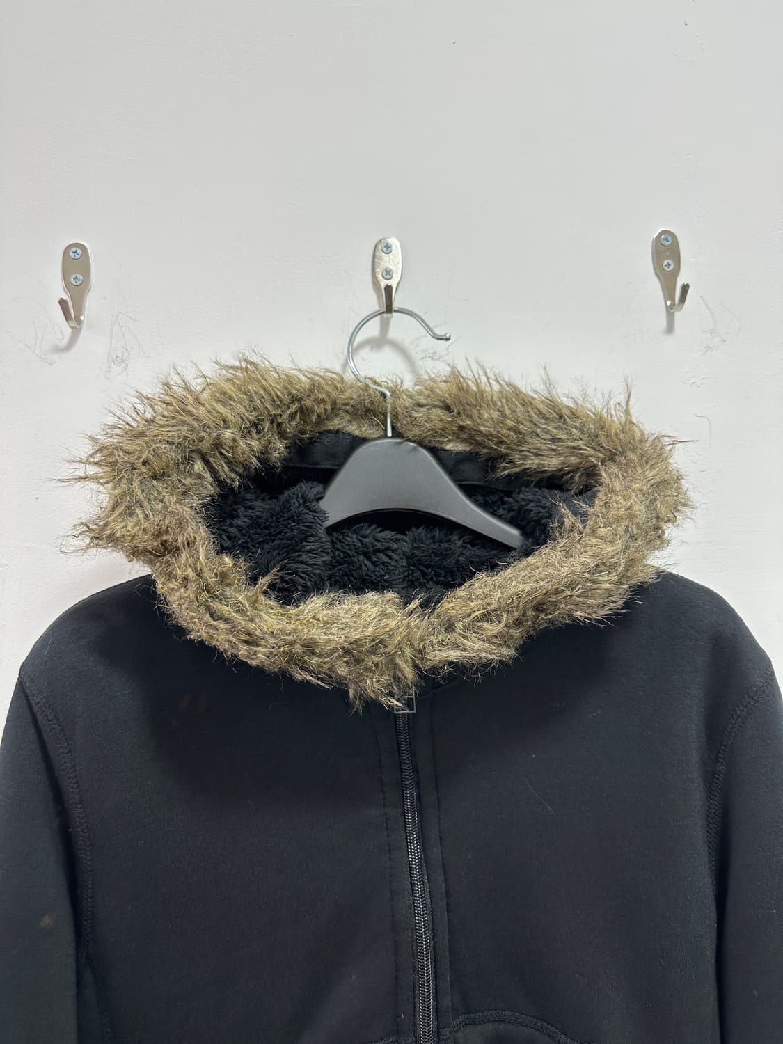 Vintage brown fur hood zip up 상품이미지6