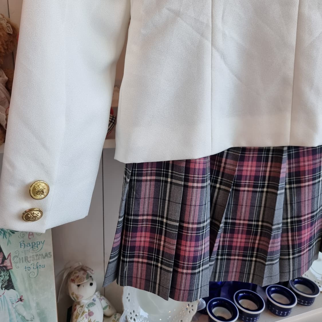 캐서린코티지 흰색 자켓 + 체크 스커트 상품이미지6