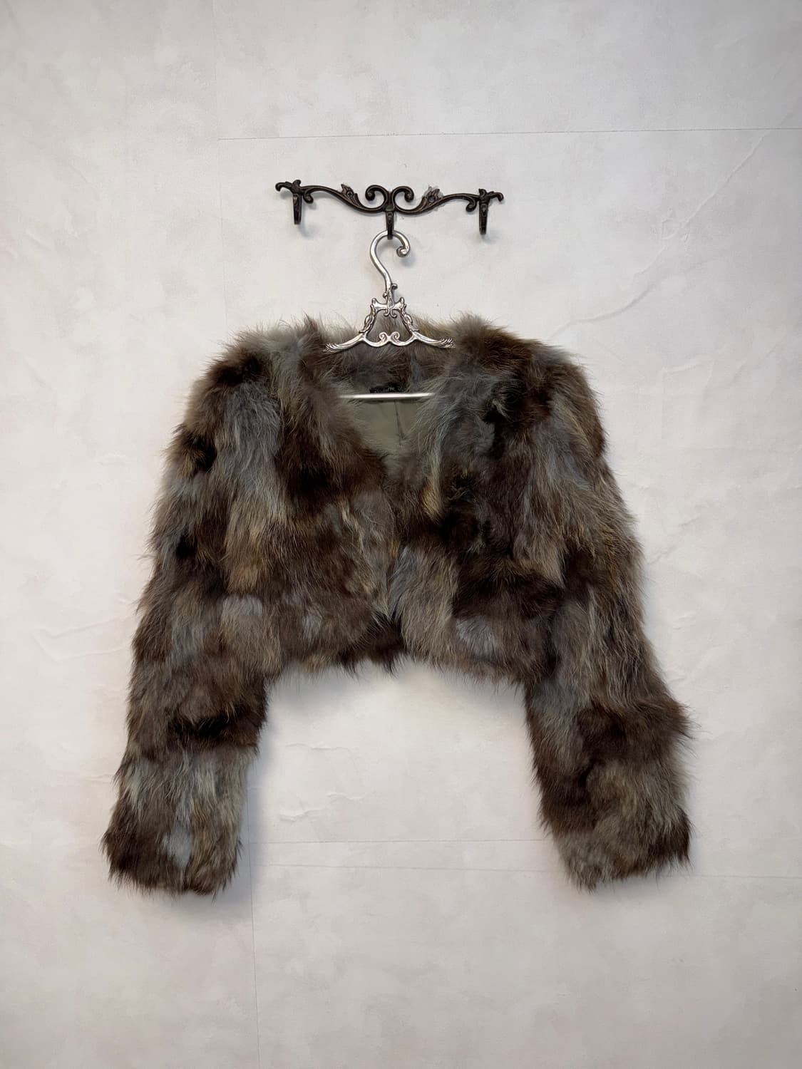 Mixed blue brown raccoon fur crop jacket 상품이미지1