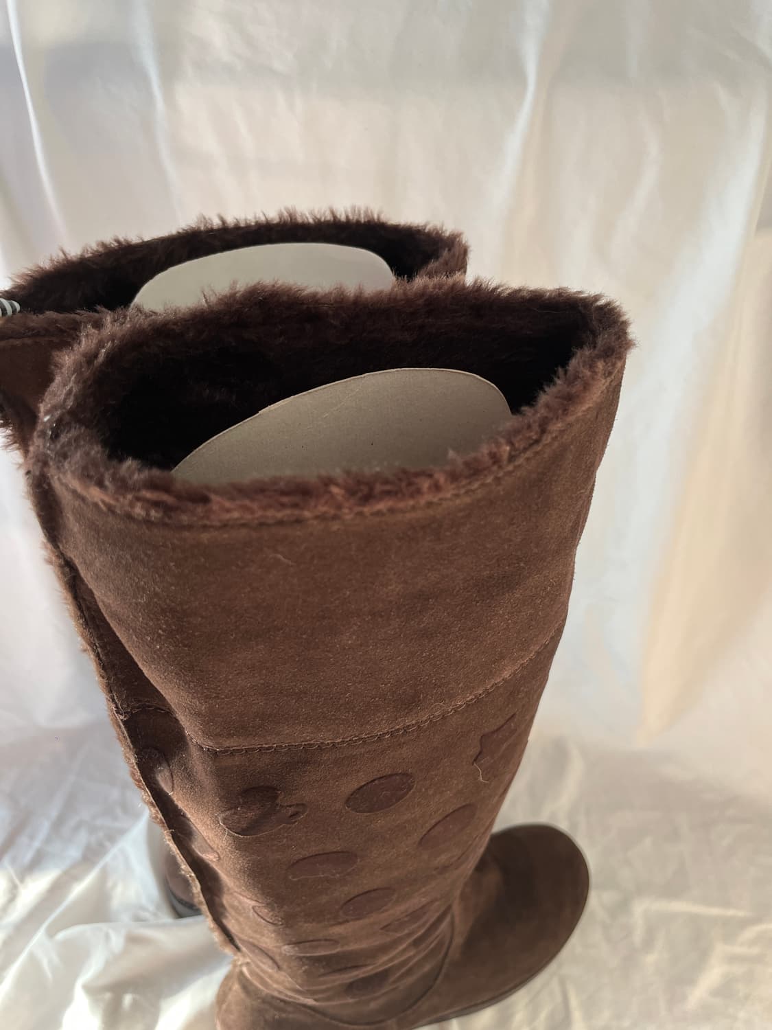 츠모리 치사토 별 도트 스웨이드 융털 롱부츠 퍼 부츠 상품이미지5