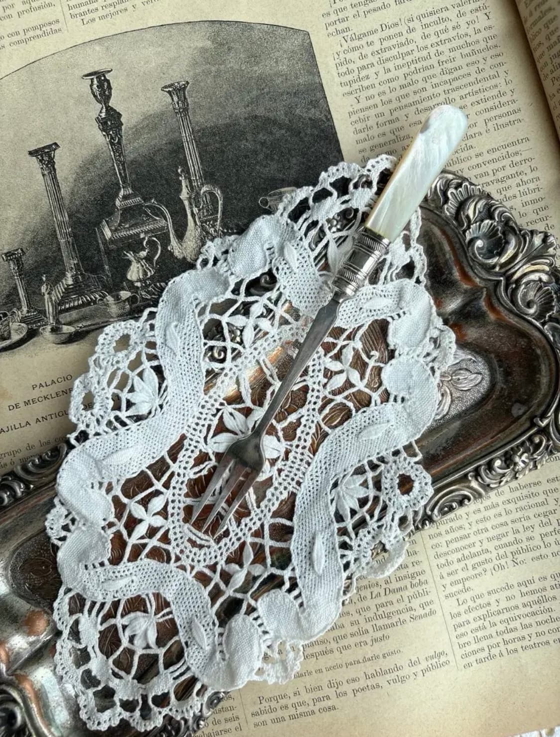 영국 앤틱 EPNS 자개 올리브포크 상품이미지1