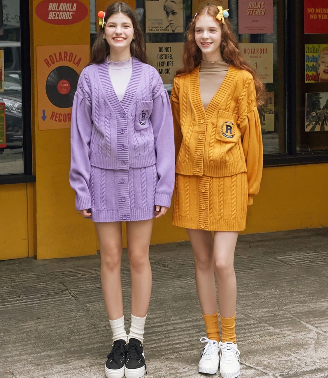 로라로라 니트 가디건,스커트 라벤더 상품이미지5