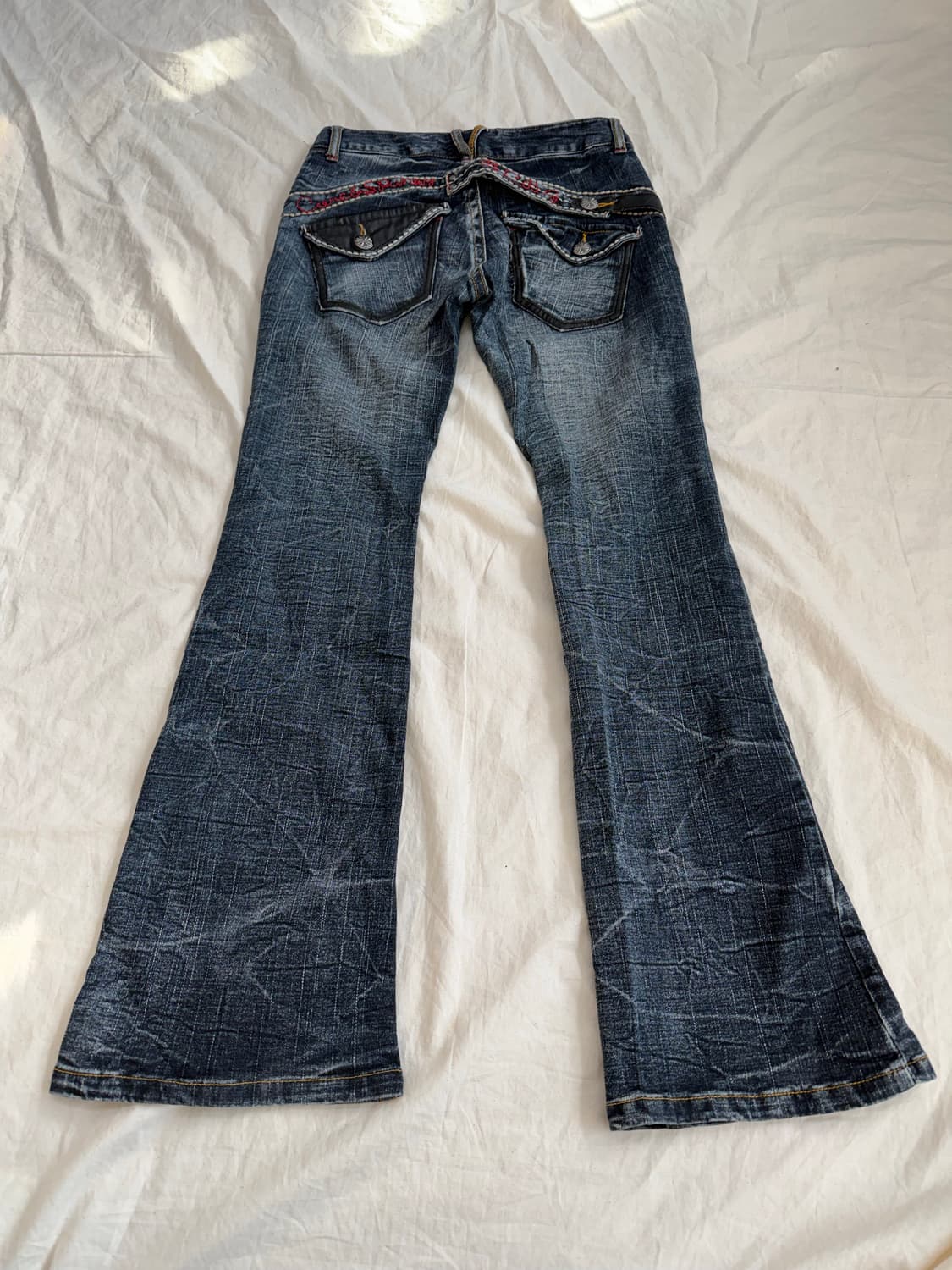 펑크 락시크 크랙워싱 부츠컷 데님 팬츠 상품이미지2