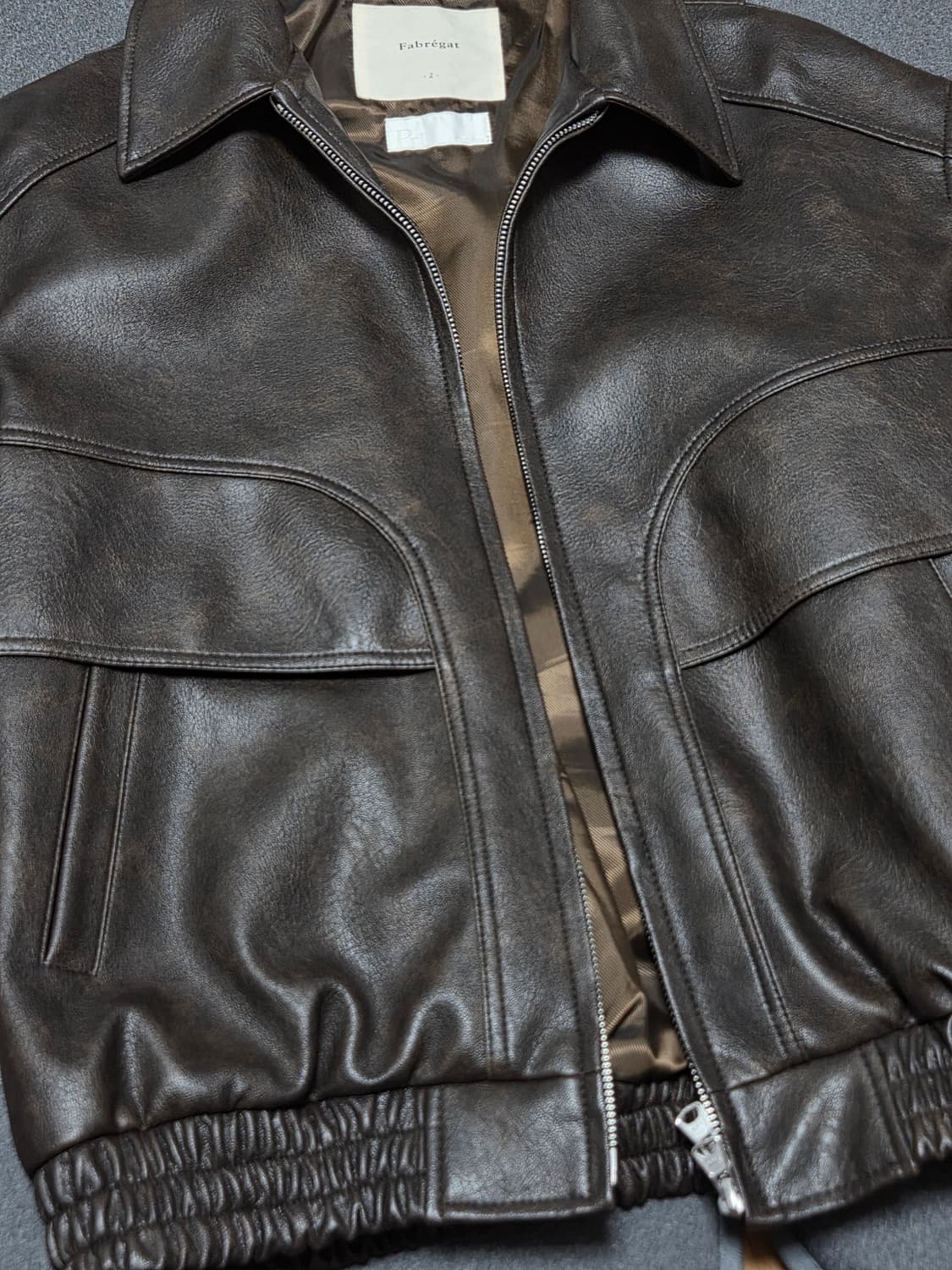 파브레가 PRT 플라잉 레더 봄버 자켓 브라운 2사이즈 상품이미지2