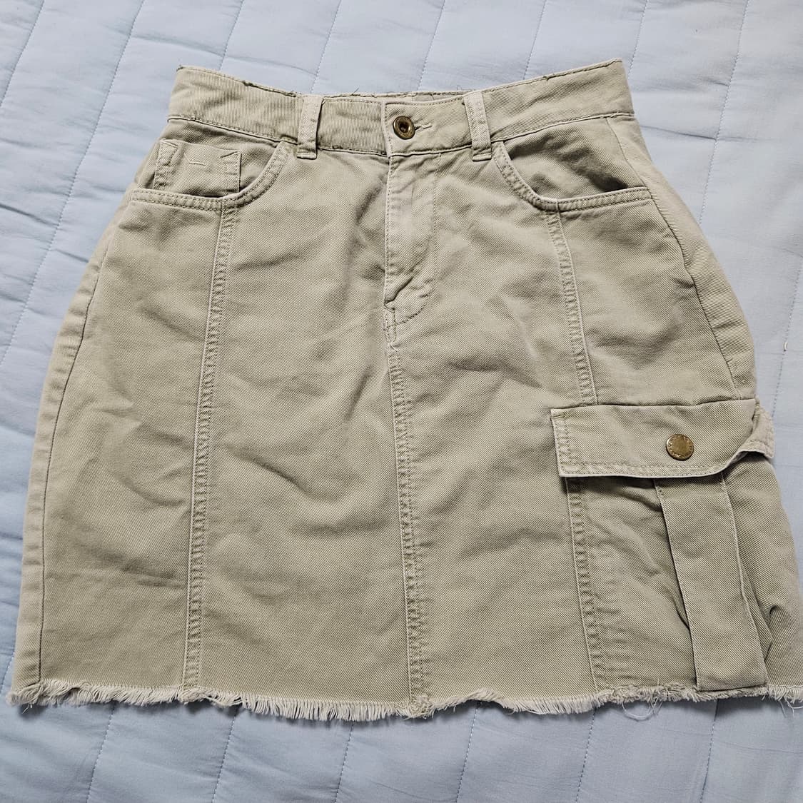 자라 카키 카고 데님 미니 스커트 S 상품이미지1