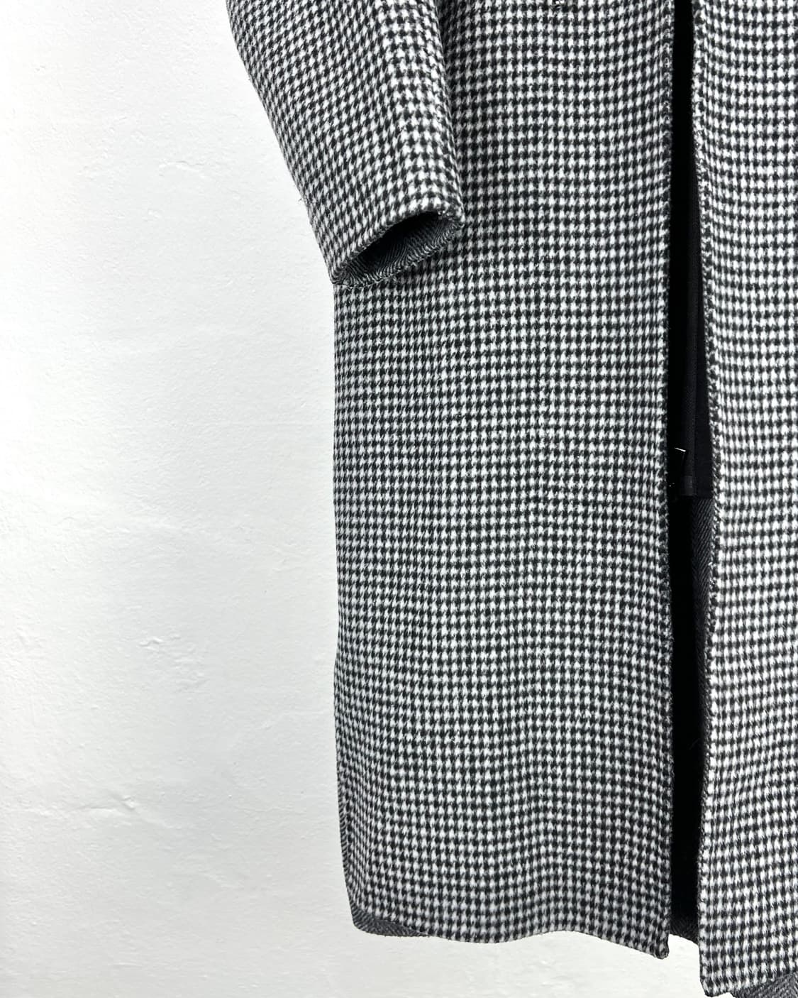 랑방 컬렉션 하운드 투스 체크 롱 로브 후디 코트 자켓 상품이미지4