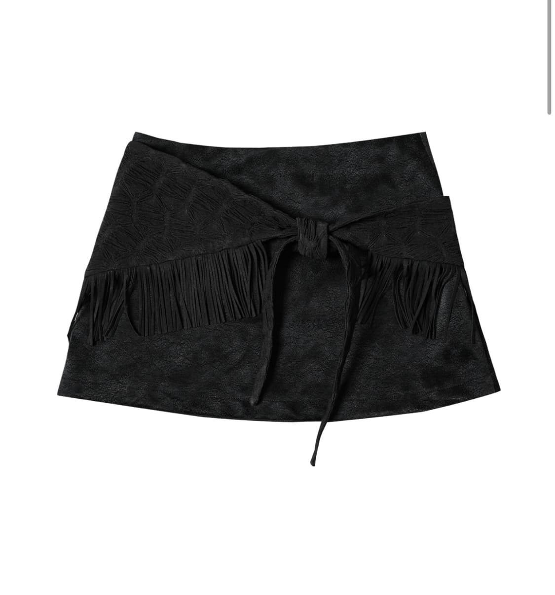 FRINGE WRAP LEATHER SKIRT #BLACK 상품이미지2