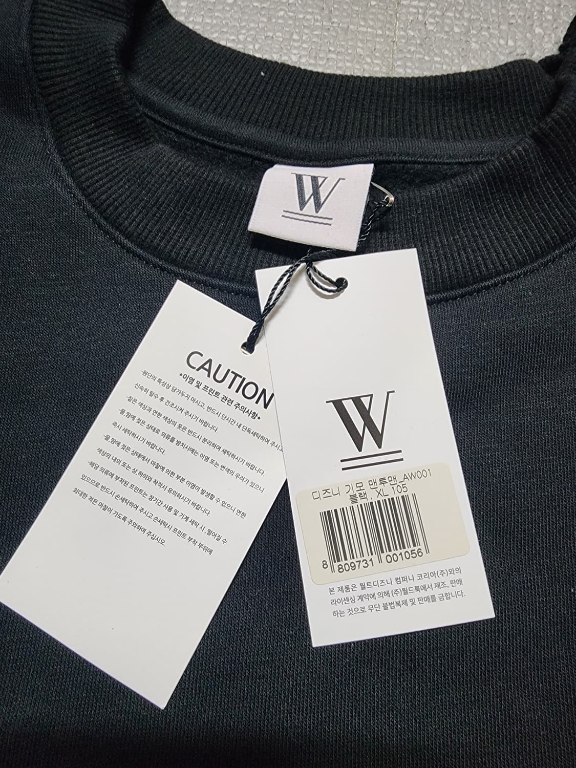 미사용 미키마우스 아웃도어 검정 기모 맨투맨티 상품이미지8