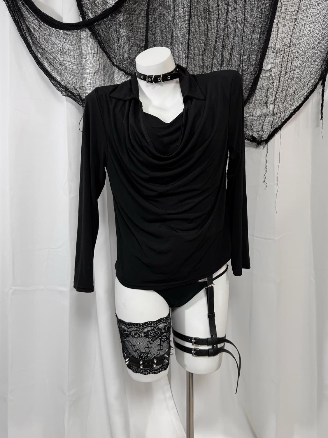 black shirring t-shirt 상품이미지2