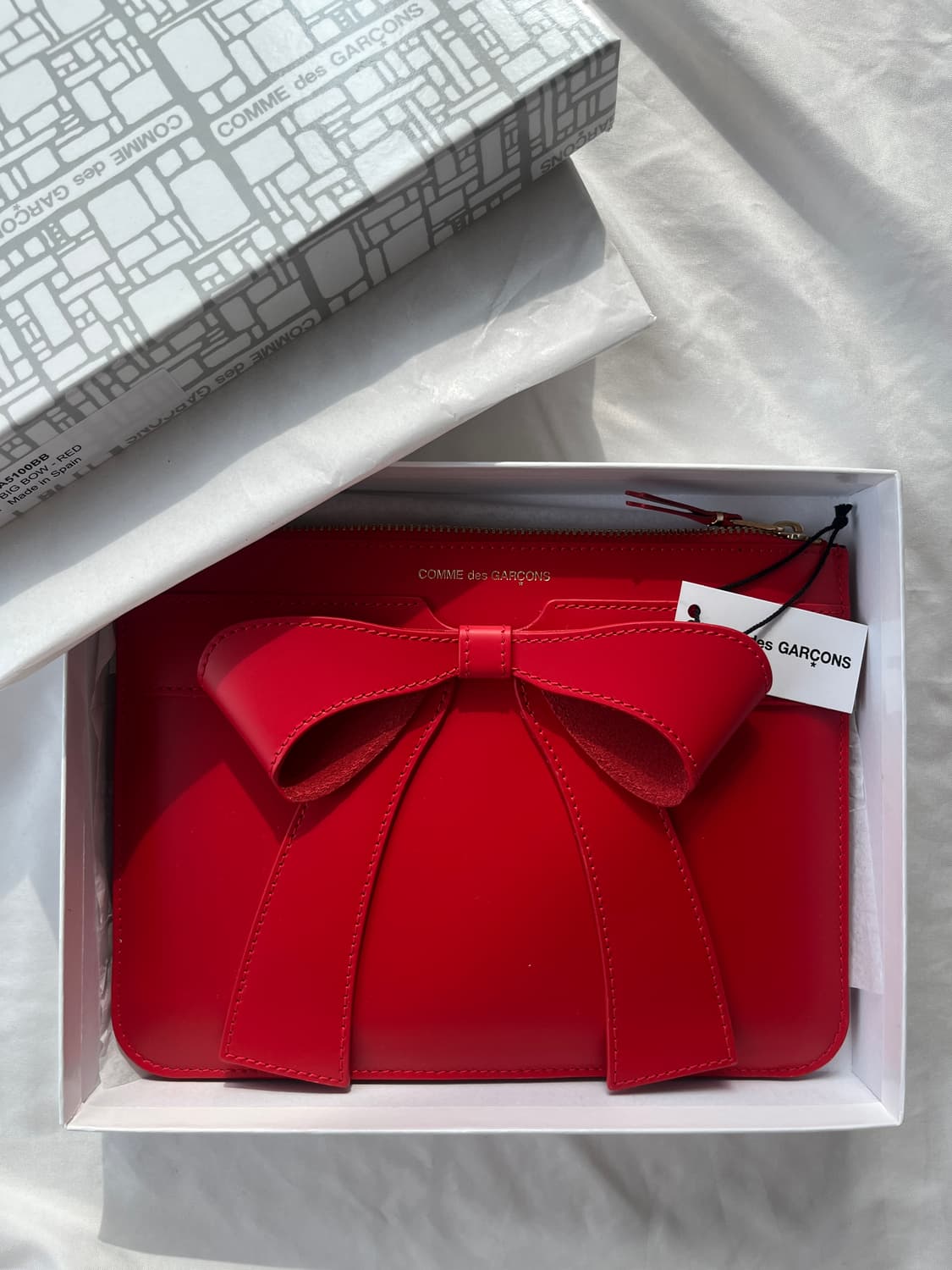 (새상품) 꼼데가르송 빅보우 리본 지갑 레드 상품이미지2