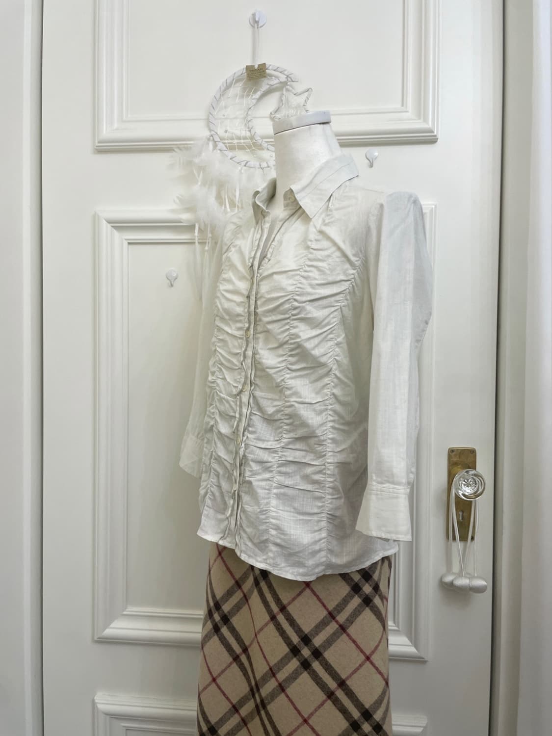 graish white shirring cute blouse 상품이미지2