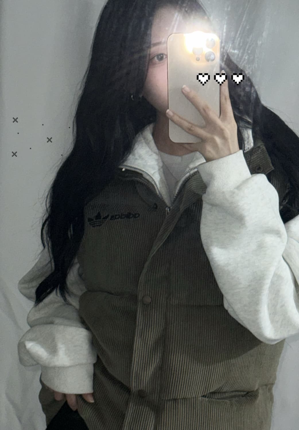 아디다스 카키 브라운 코듀로이 골덴 조끼패딩 상품이미지1