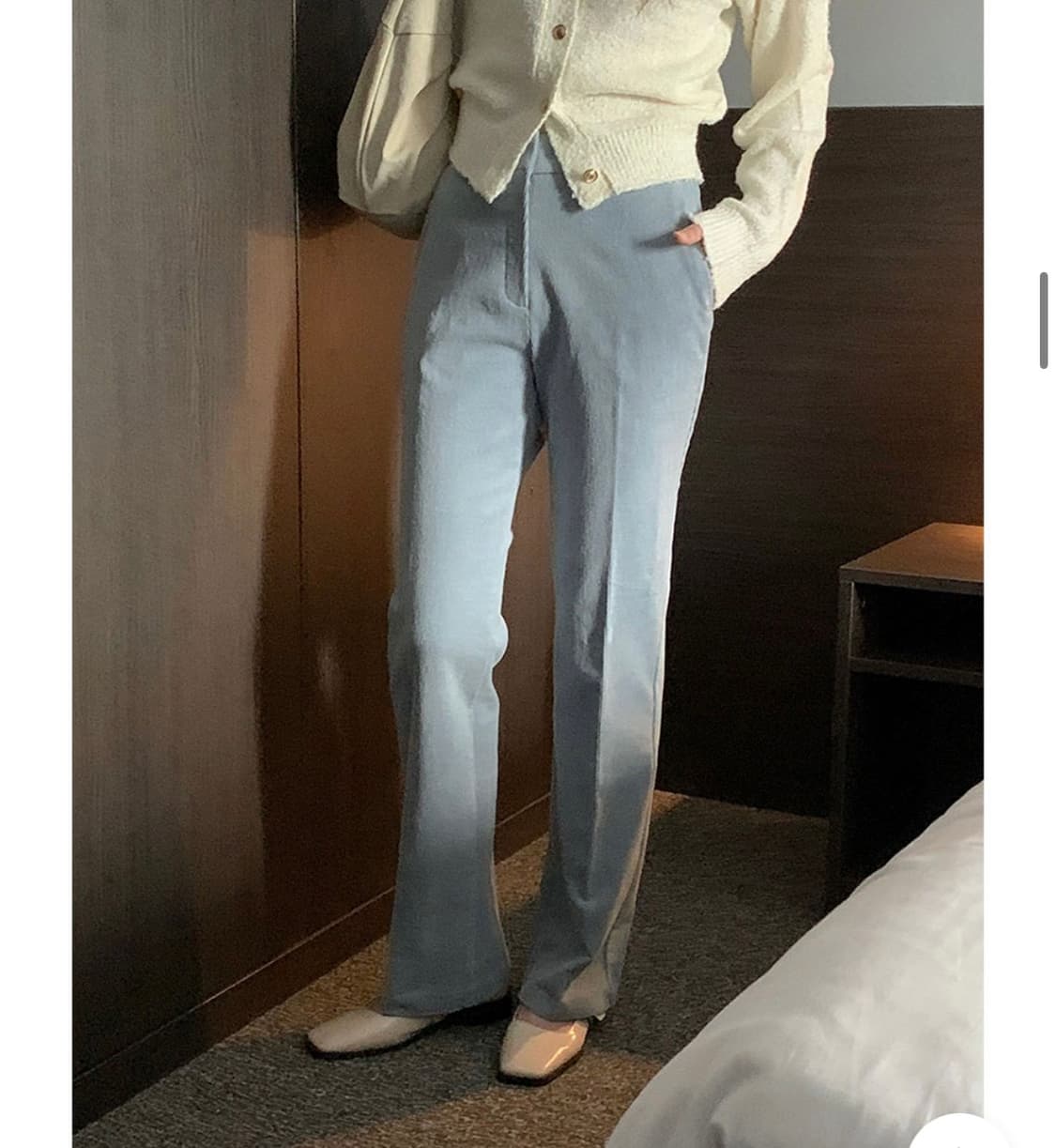 여성 나이브실루엣 코듀로이 골덴 팬츠 하늘색 m 상품이미지8