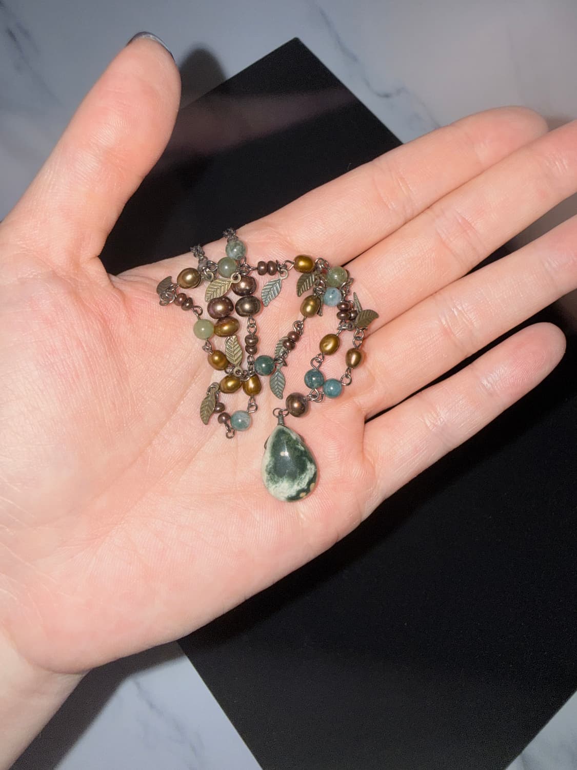 흑진주&옥 목걸이 상품이미지1