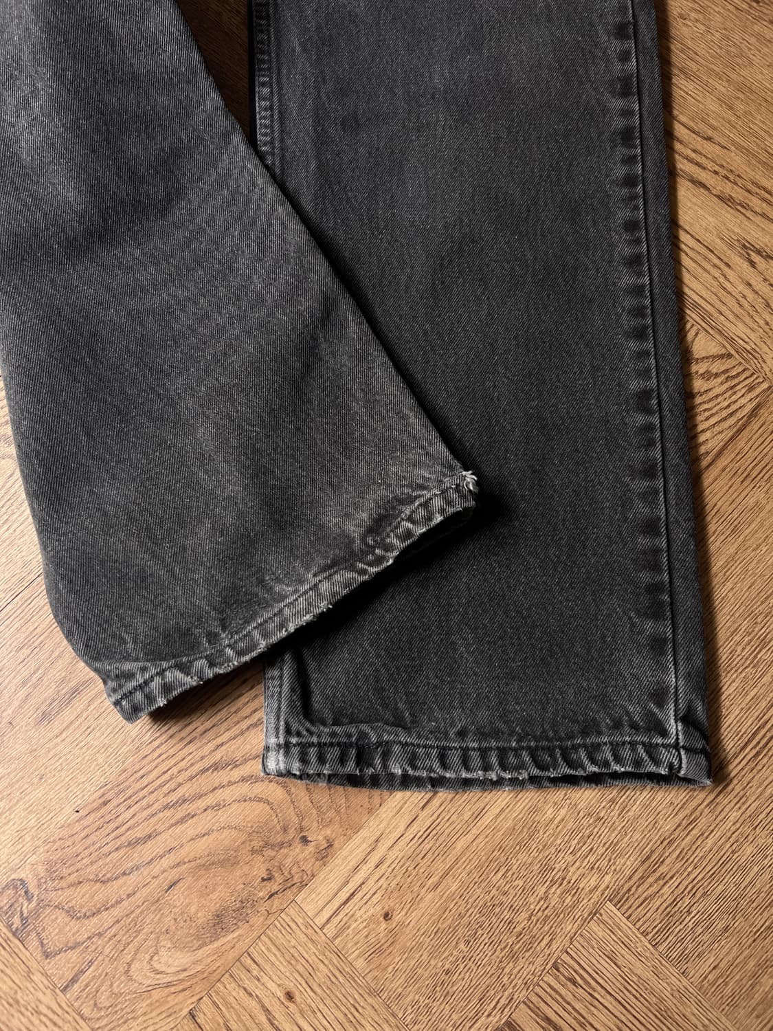 [40]90's 리바이스 USA 505 오렌지탭 빈티지워싱 흑청 데님팬츠 상품이미지7