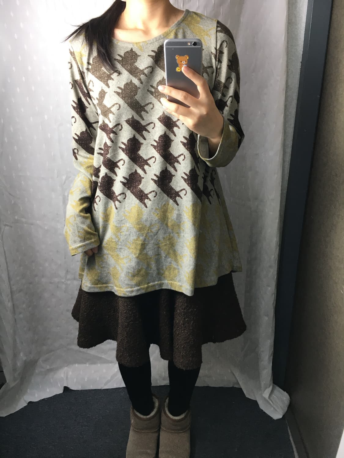 고양이 패턴 긴소매 티셔츠 상품이미지3