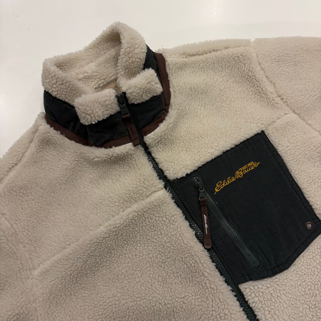 [XL] 에디바우어 아이보리 화이트 뽀글이 플리스 자켓 B602 상품이미지3