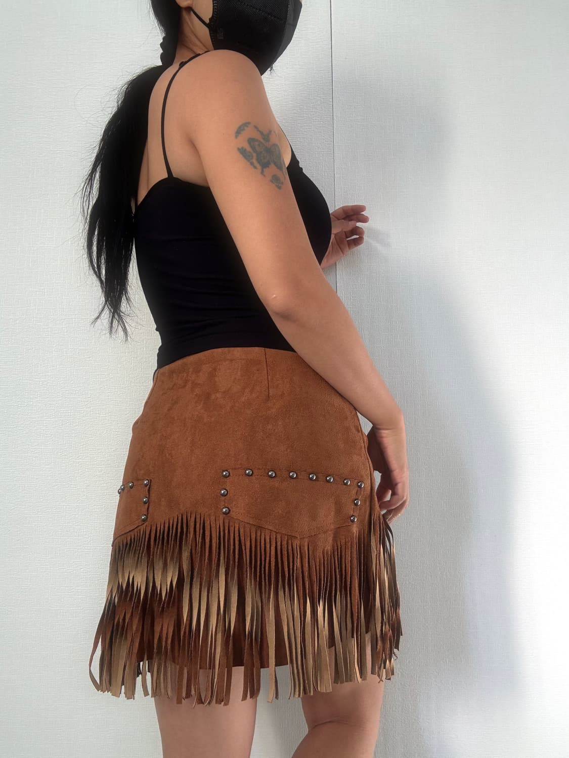 웨스턴 스웨이드 미니 스커트 상품이미지3