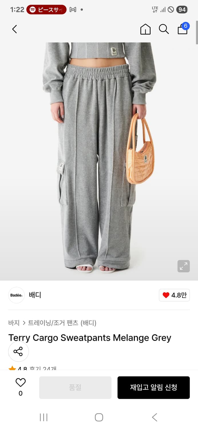 BADEE 배디 테리 카고 스웨트팬츠 상품이미지1