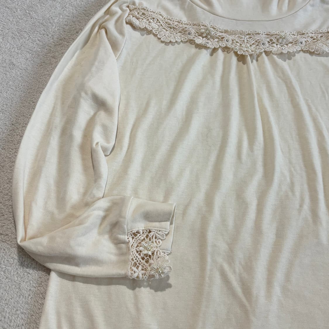 일본빈티지 액시즈팜 아이보리 레이스 플라워포인트 이너 탑 상품이미지6