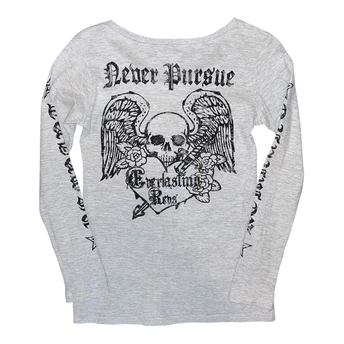 해골 레터링 프린팅 긴팔티 펑크y2k갸루 상품이미지3