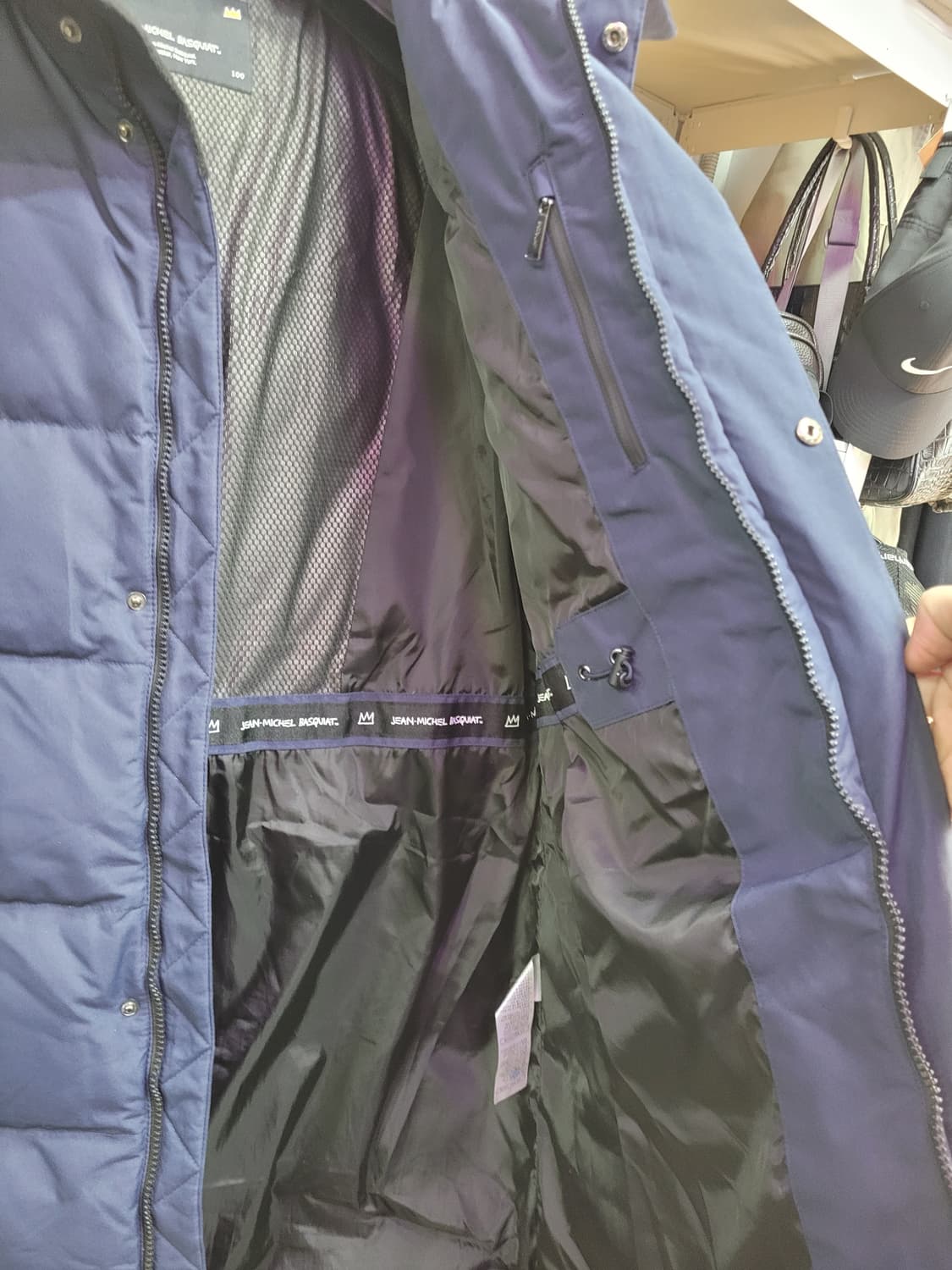 BASQUIAT 바스키아 네이비 롱 패딩 오리털 퍼 분리형 상품이미지7