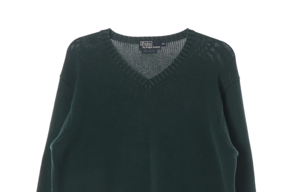 폴로 랄프로렌 코튼 브이넥 니트 다크그린 M 상품이미지3