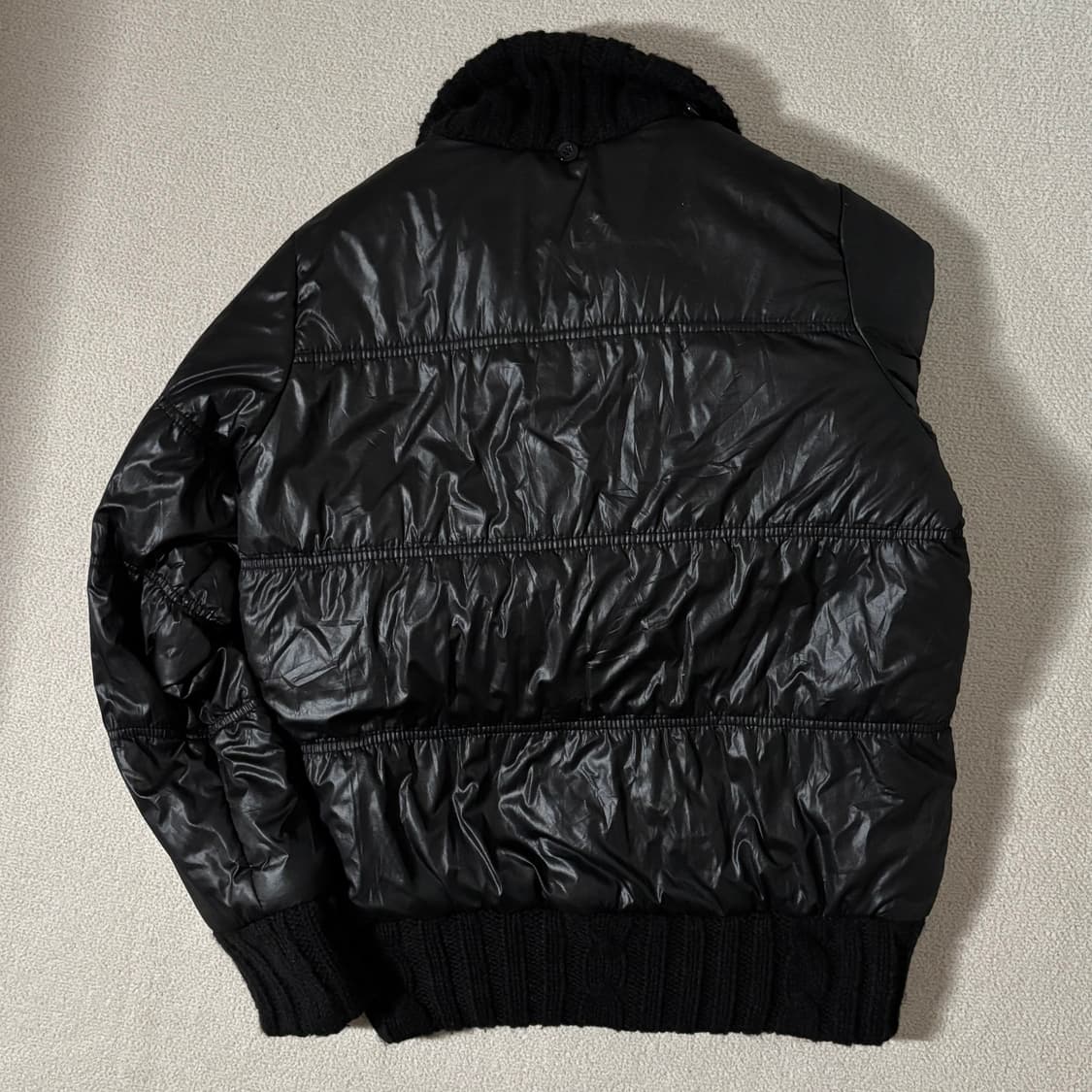 일본빈티지 y2k vanity 블랙 니트포인트 경량패딩 상품이미지4
