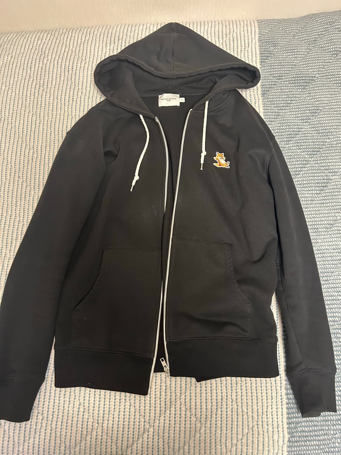 메종키츠네 칠랙스 폭스 패치 후드집업 블랙 상품이미지1
