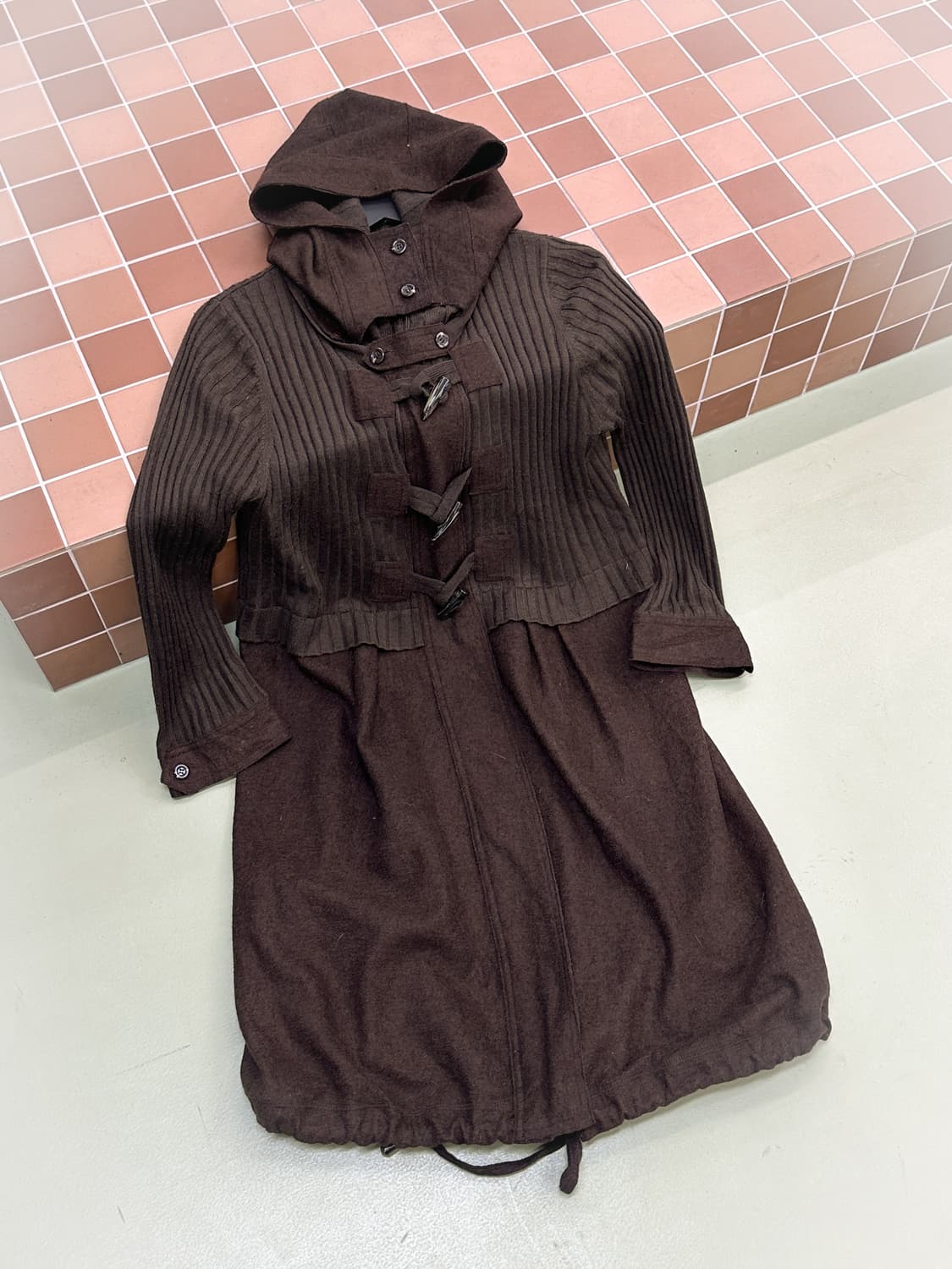 duffle hood knit/wool zip jacket(brown) 상품이미지4