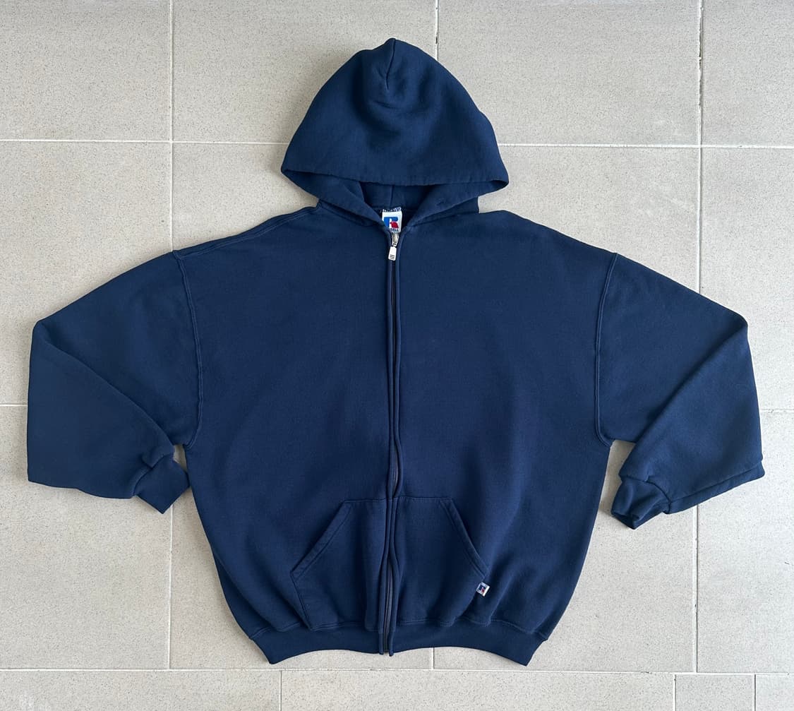 90s 빈티지 러셀 후드집업 네이비 XL 상품이미지1