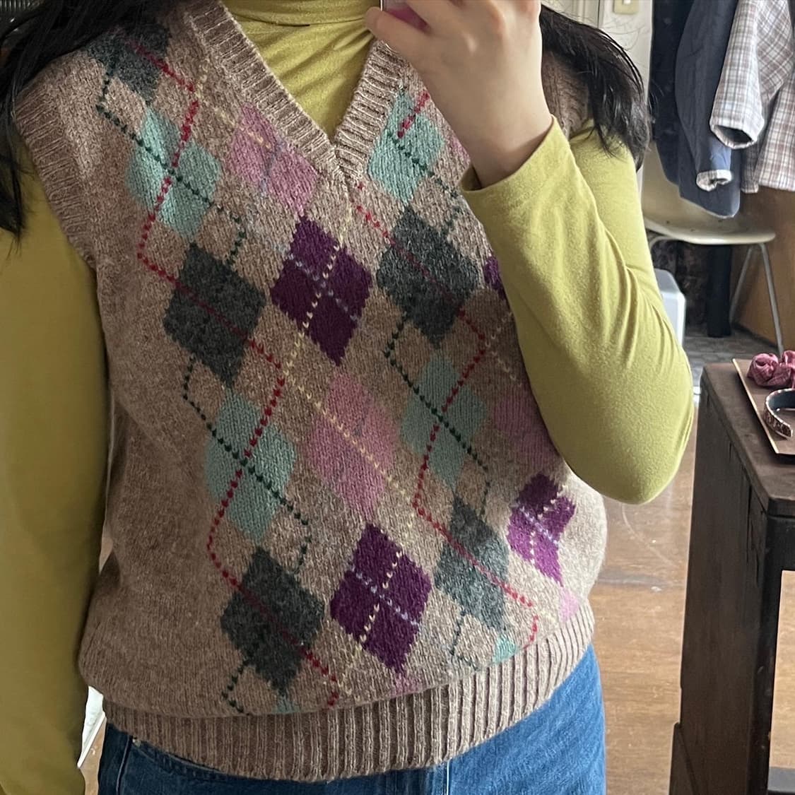 아가일 패턴 니트베스트 상품이미지9