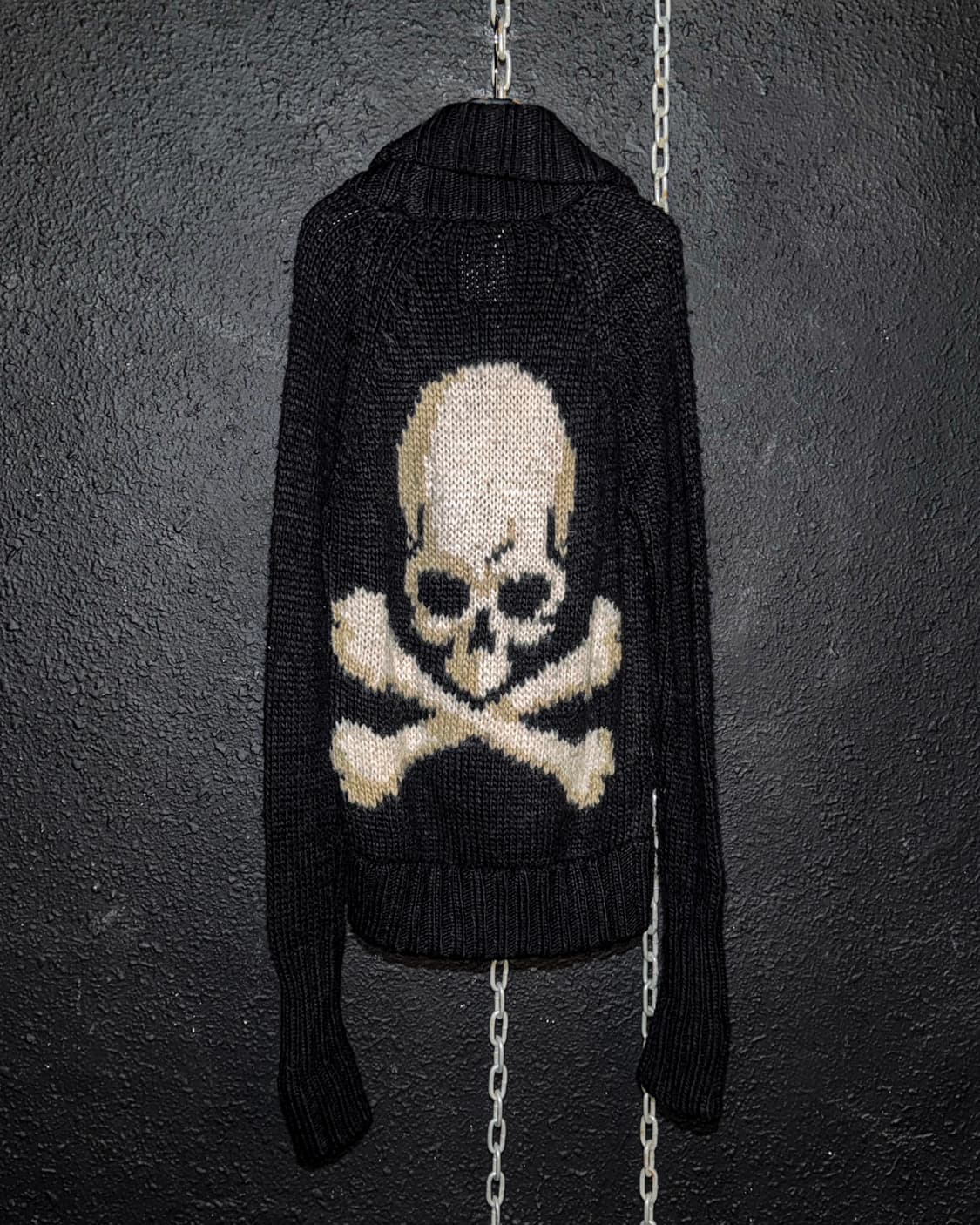 JUNK STAR – Skull Knit Shawl Cardigan  펑 상품이미지6