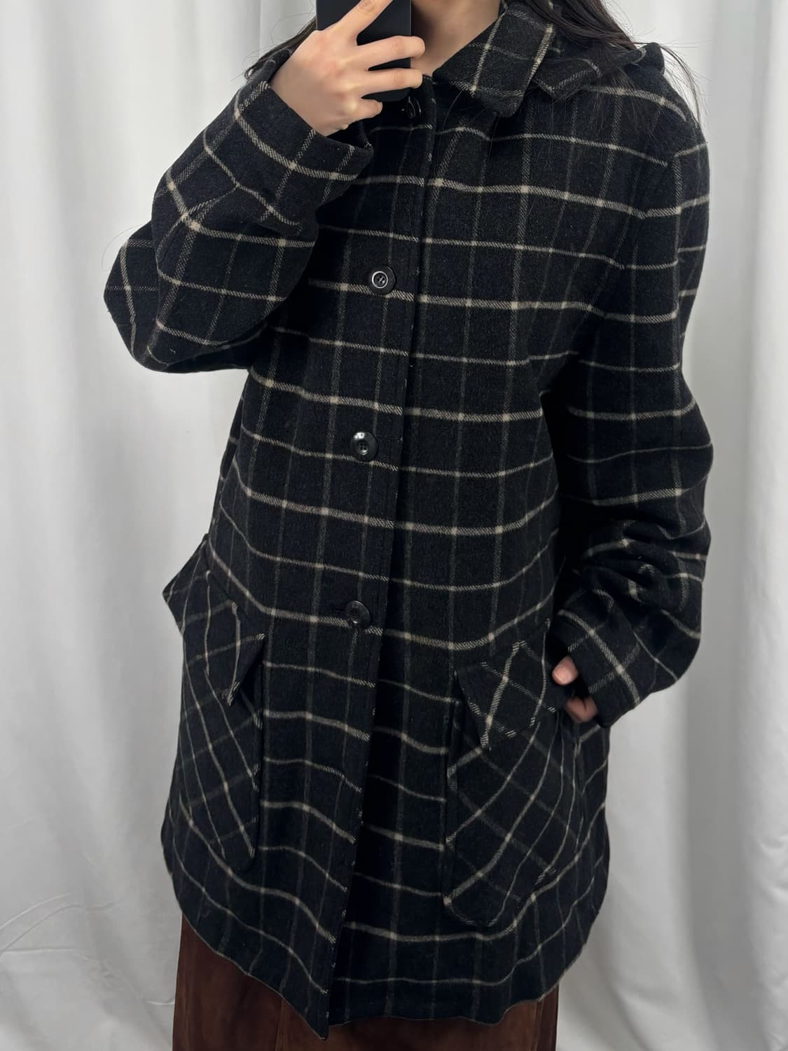 리바이스 체크 롱코트 상품이미지1