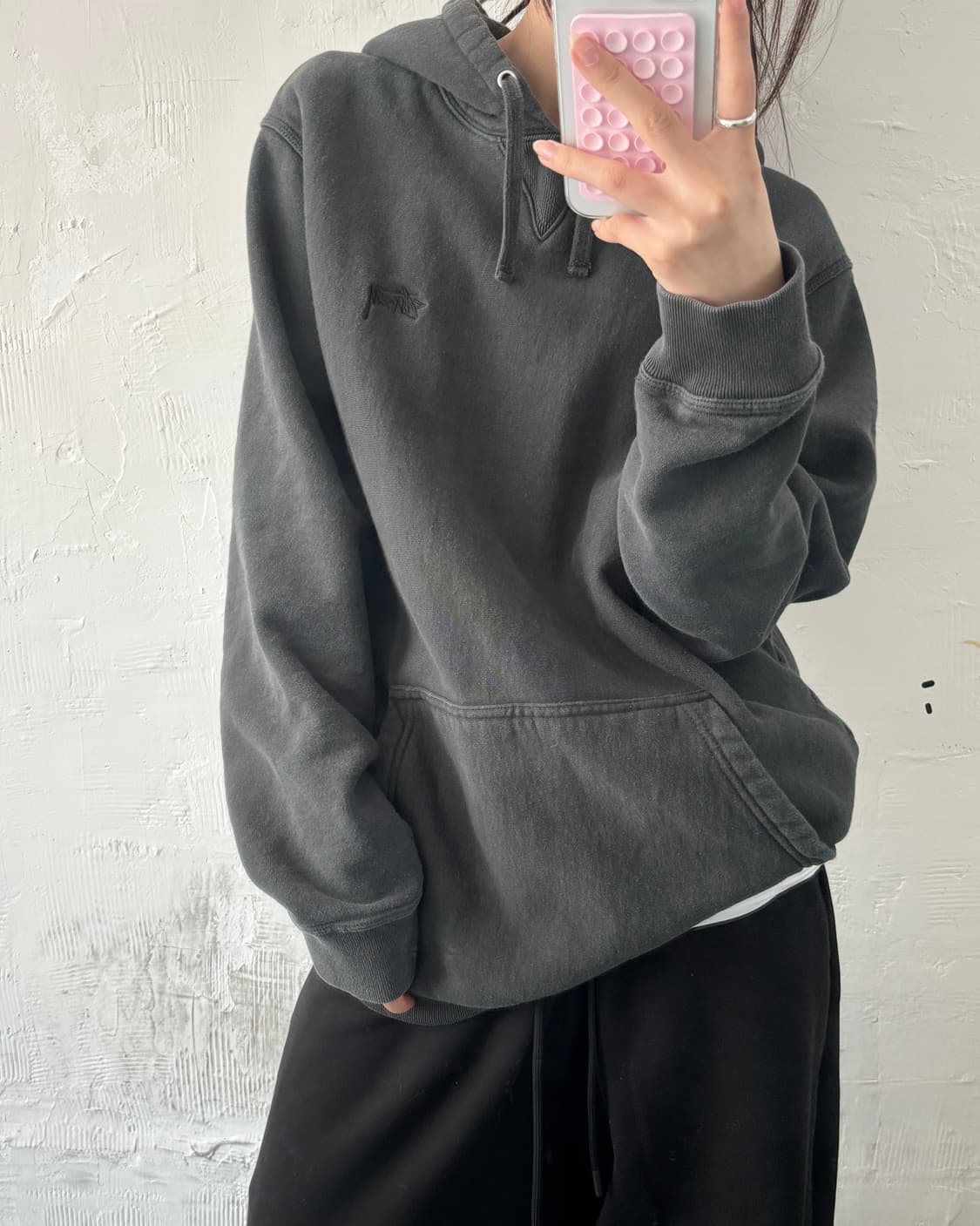 Stussy 스투시 차콜 컬러 코튼 후드티 상품이미지1