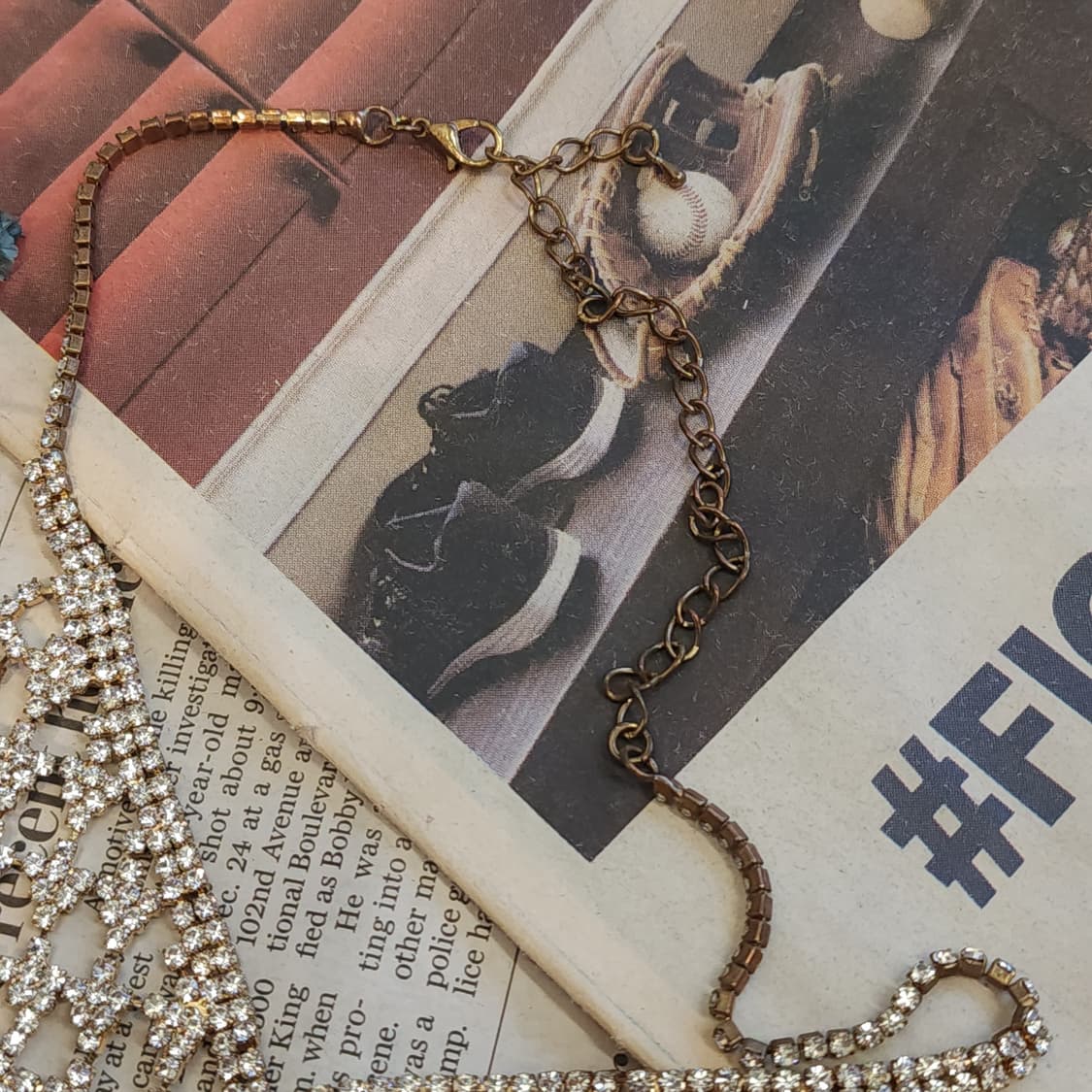 90s 프랑스 빈티지 쥬얼리 크리스탈 큐빅 샹들리에 목걸이 빈티지 목걸이 상품이미지7