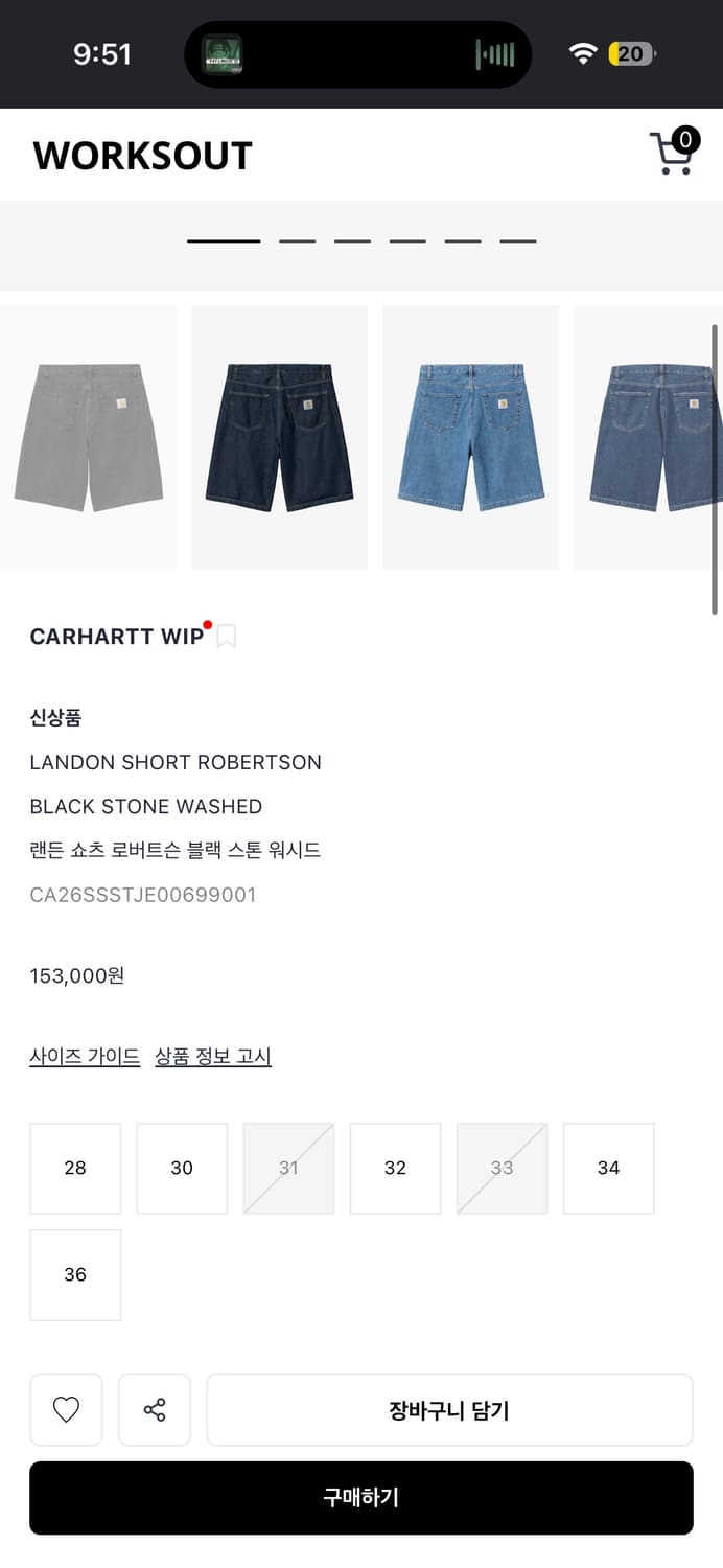 칼하트 랜든 쇼츠 30 상품이미지2