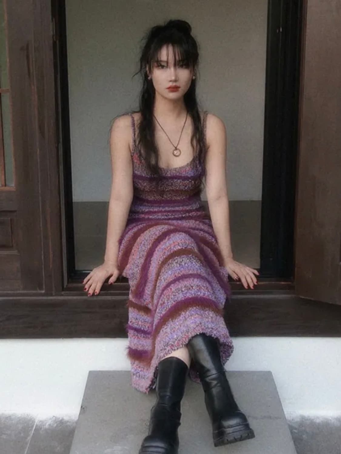 빈티지 니트 롱 원피스 상품이미지2