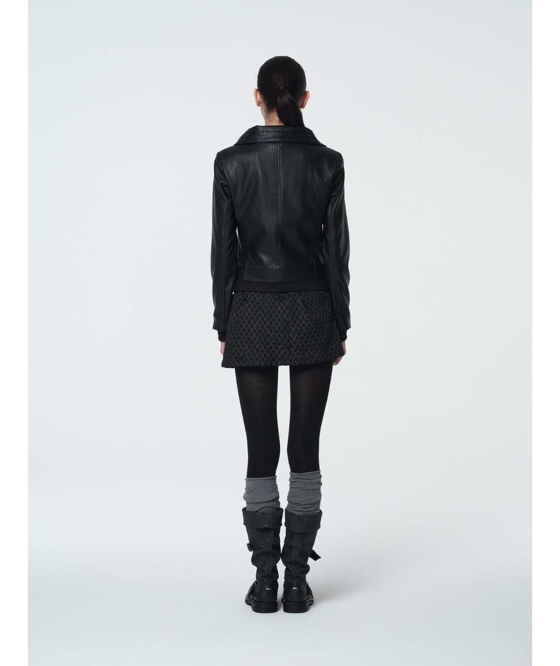 Settle for moon leather jacket Black 상품이미지5