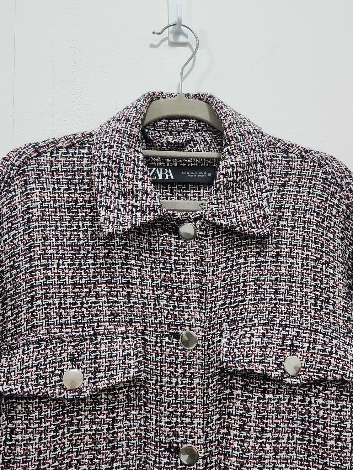 [S] 자라 ZARA  트위드 셔츠형 자켓 여성 S사이즈 오버핏 상품이미지3