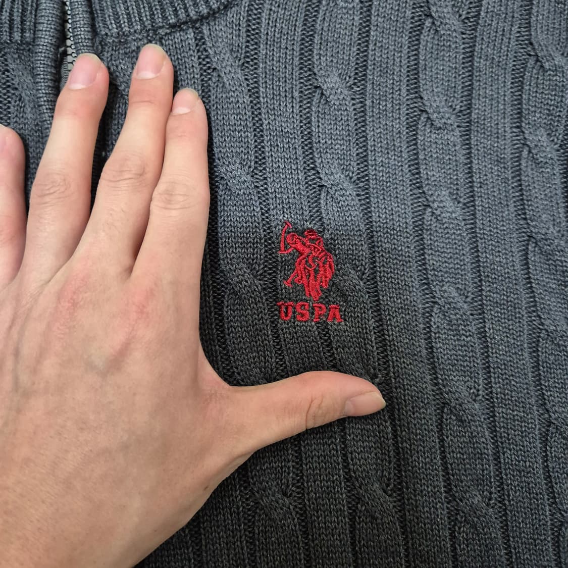 US 폴로 아센 스몰포니 꽈배기 반집업 니트 상품이미지4