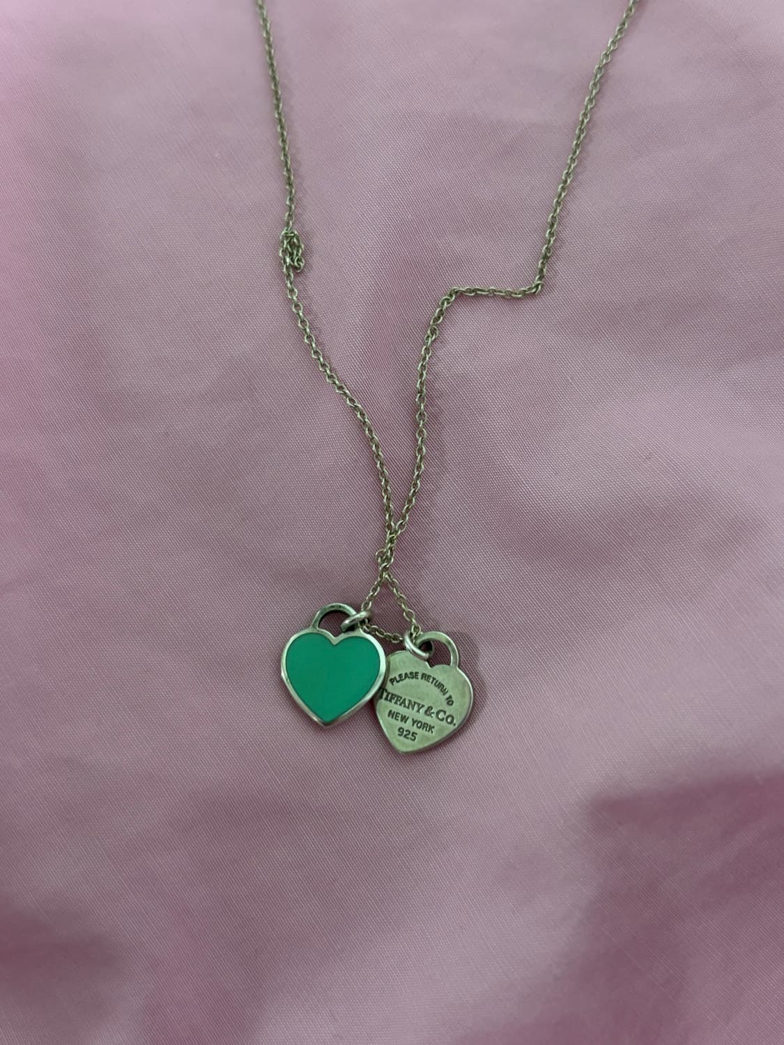 오늘만 이가격)티파니앤코 리턴투 더블 하트 네크리스 민트 상품이미지2