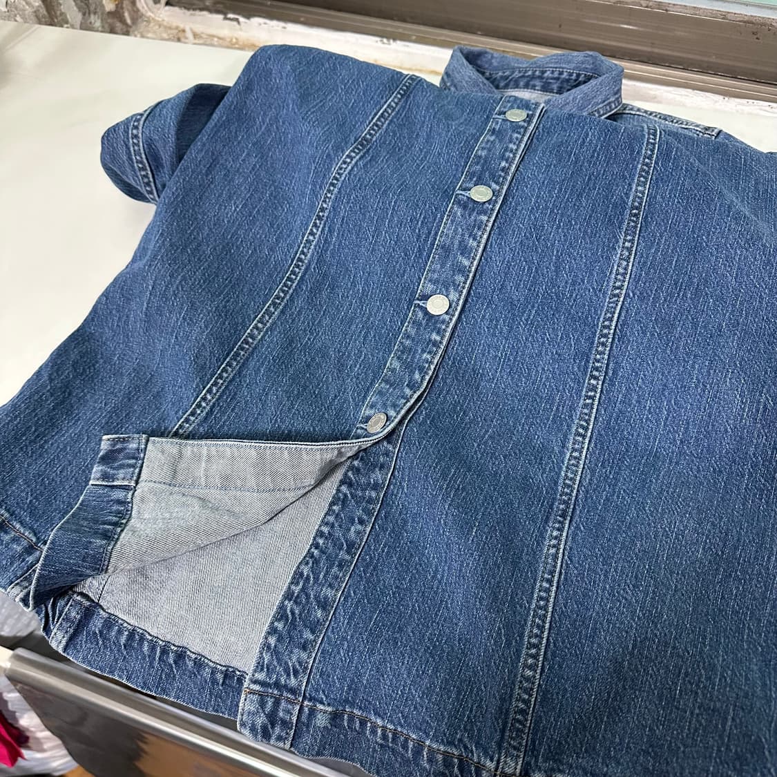 우먼S 갭 GAP 빈티지워시드 일자핏 풀버튼 네임원피스 상품이미지6