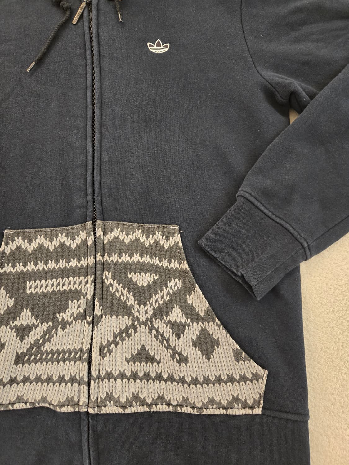 아디다스 네이비 패턴 포켓 후드집업 95 상품이미지2