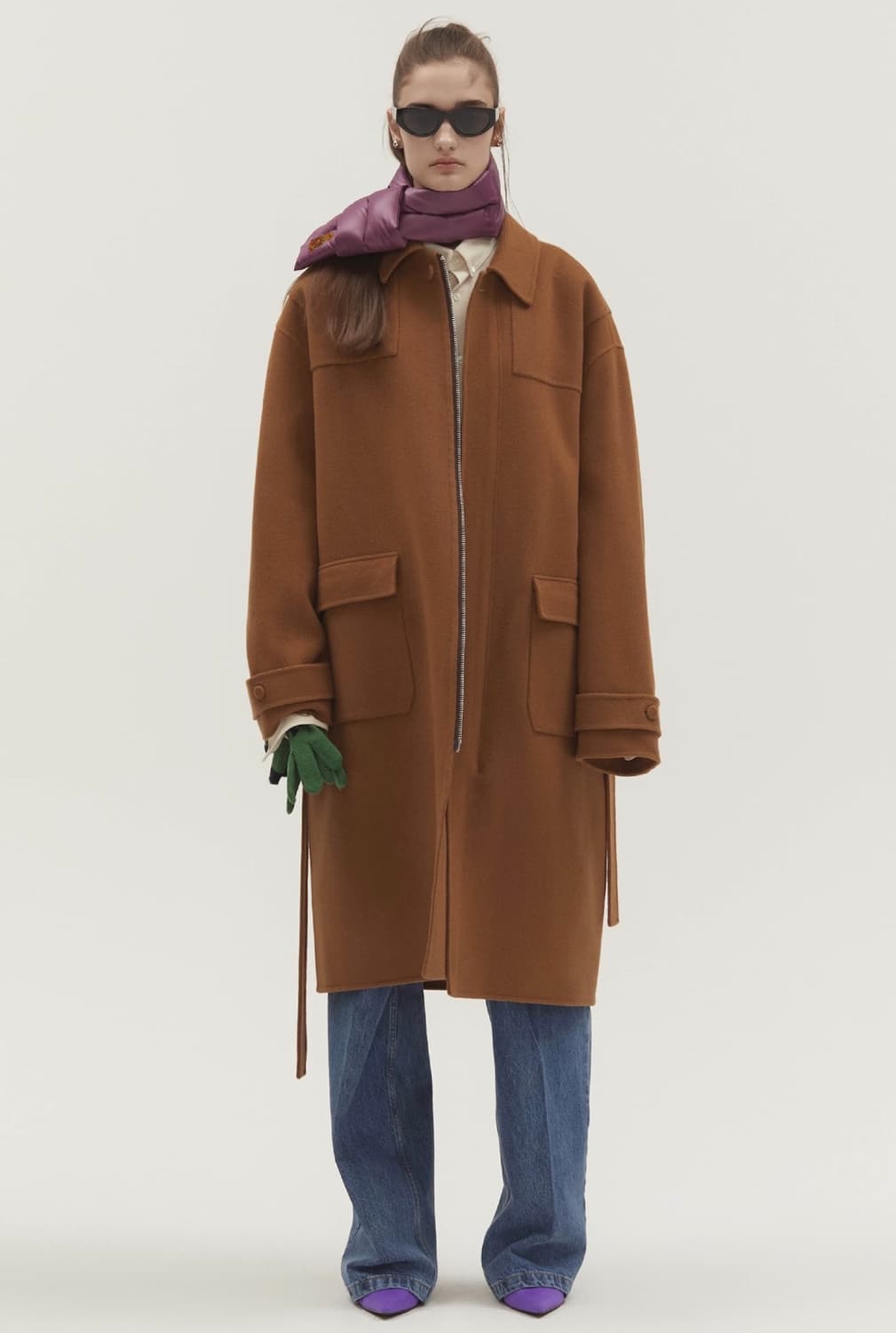 노앙 HANDMADE CASHMERE ZIP-UP COAT CAMEL 상품이미지1