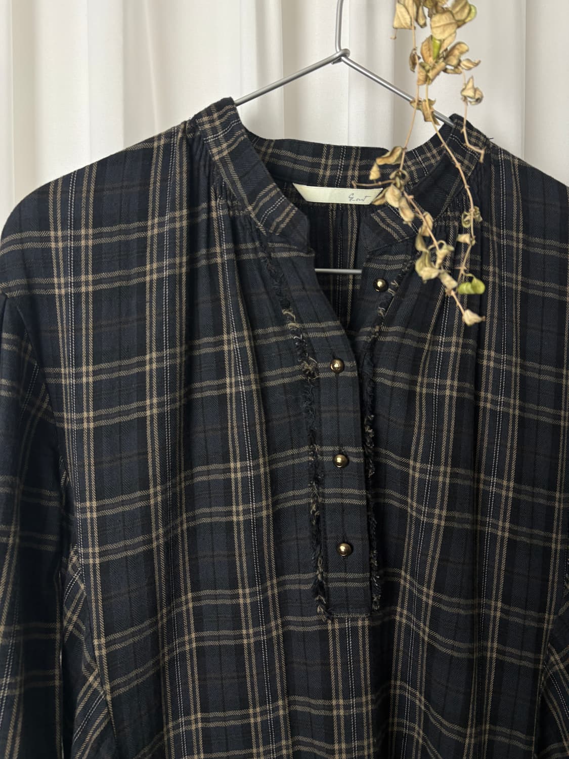 숲속의 잋기 체크 롱 원피스 상품이미지2