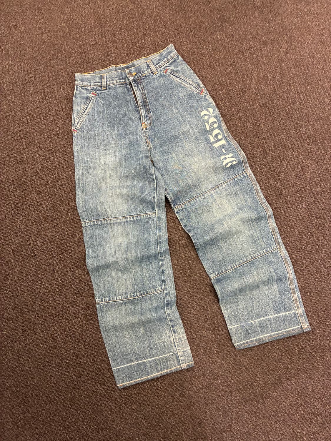 OS)Japanese vintage 여성 레터링 포인트 와이드 데님팬츠 상품이미지4